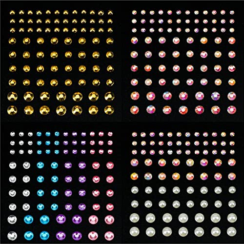 12 Sheets Face Jewels Adhesive Rhinestones Crystal Stickers+15g Chunky And Fi...