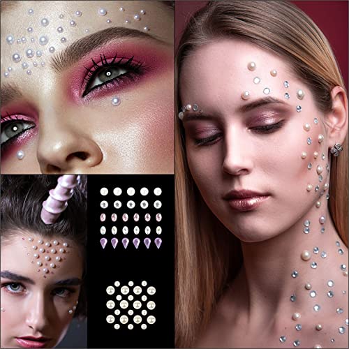 12 Sheets Face Jewels Stickers Face Gems Tattoo+15g Holographic Chunky Face B...