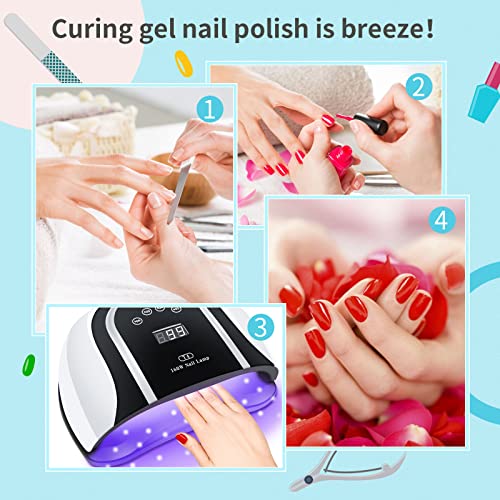 UV LED Gel Nail Lamp, 160W Professional Nail Dryer for Two Hands Use, Large G...
