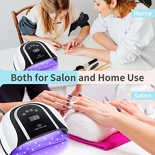 UV LED Gel Nail Lamp, 160W Professional Nail Dryer for Two Hands Use, Large G...