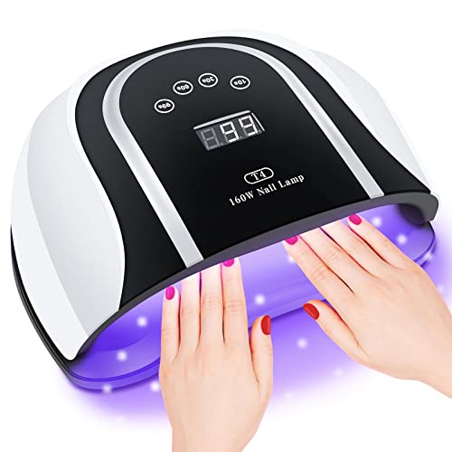 UV LED Gel Nail Lamp, 160W Professional Nail Dryer for Two Hands Use, Large G...
