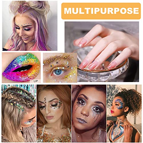 Body Glitter Makeup Face Hair Glitter Mermaid Sequins Holographic Chunky Glit...
