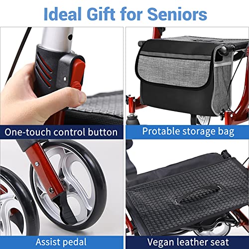 Rollator Walker for Seniors and Adults, 8" Wheels Medical Rolling Walker with...