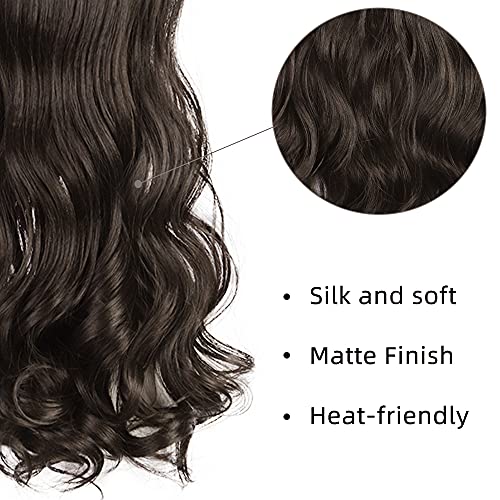 DeeThens Synthetic Halo Hair Extension Hair Piece Black Brown Curly Wavy with...