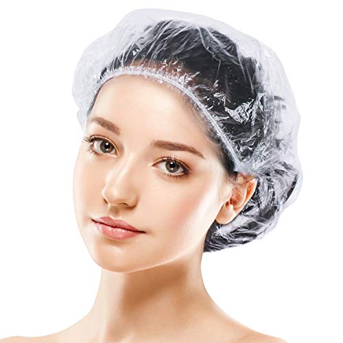 100PCS Shower Caps Disposable, Thicker and Larger Waterproof Clear Hair Bath ...
