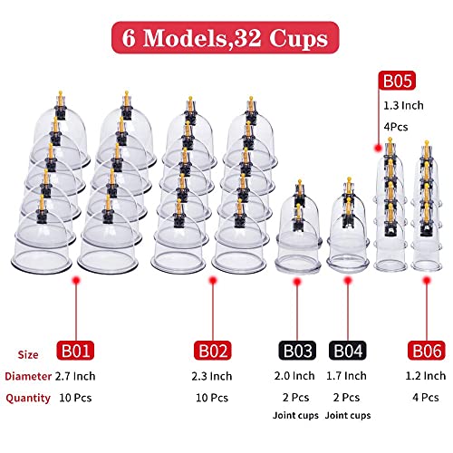 Cupping Therapy Set,32 Therapy Cups Cupping Set with Pump, Professional Chine...