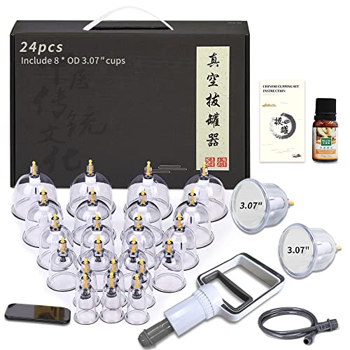 Cupping Therapy Sets, 24 Cups Professional Chinese Acupoint Cupping Therapy S...