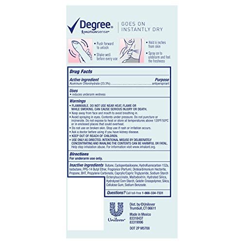 DEGREE Antiperspirant Deodorant Dry Spray 48 Hour Protection Sheer Powder Deo...