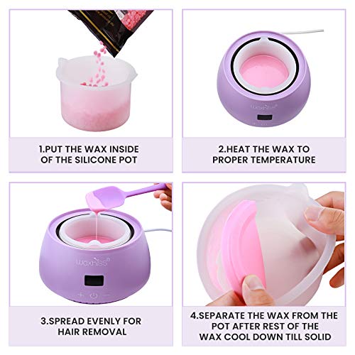 2 Pcs Silicone Wax Pot with 1 Pcs Wax Spatula, Wax Bowl for Hair Removal, Rep...