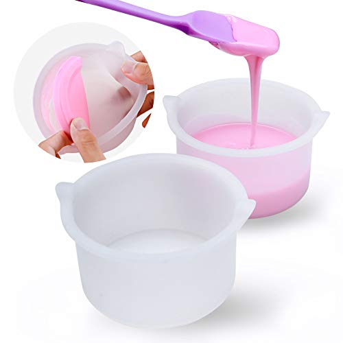 2 Pcs Silicone Wax Pot with 1 Pcs Wax Spatula, Wax Bowl for Hair Removal, Rep...