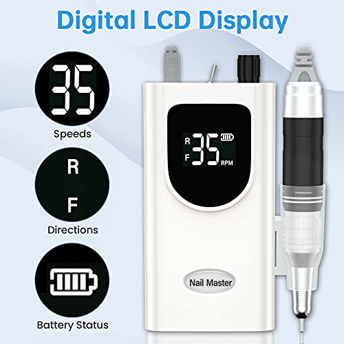 Delanie Professional Nail Drill for Acrylic Nails, High Torque 35,000 RPM Rec...