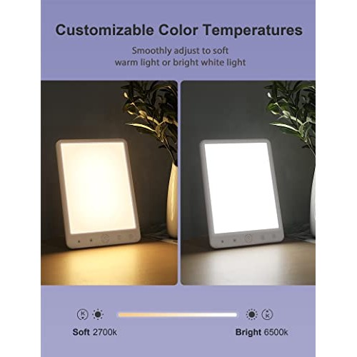 Light Therapy Lamp, 10000 Lux Bright 2700-6500K Cool & Warm Light, Portable 1...