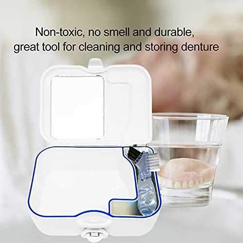 Denture Cup,Denture Case,Denture Travel Case with Mirror and Brush,Sturdy,Com...