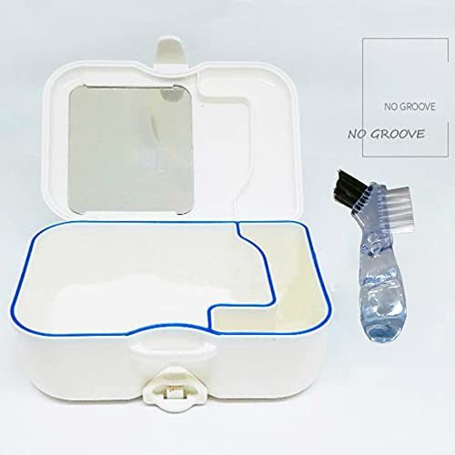 Denture Cup,Denture Case,Denture Travel Case with Mirror and Brush,Sturdy,Com...