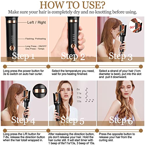 Automatic Curling Iron, Professional Automatic Hair Curler with 1" Curling Ir...