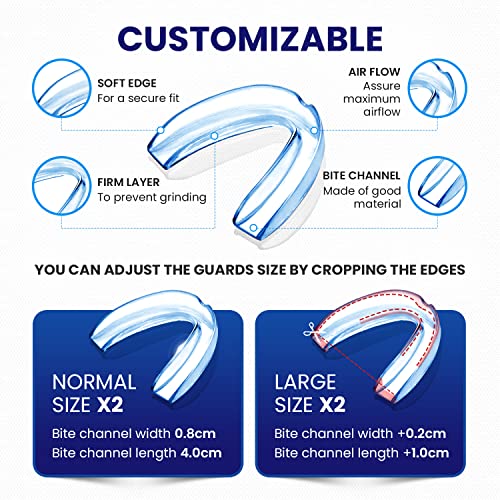Professional Mouth Guard for Grinding Teeth, 2 Sizes, 4 Pieces Mouthguard, Mo...