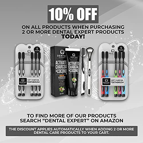 Dental Expert Charcoal Toothbrush [Gentle Soft] Slim Teeth Head Whitening Bru...