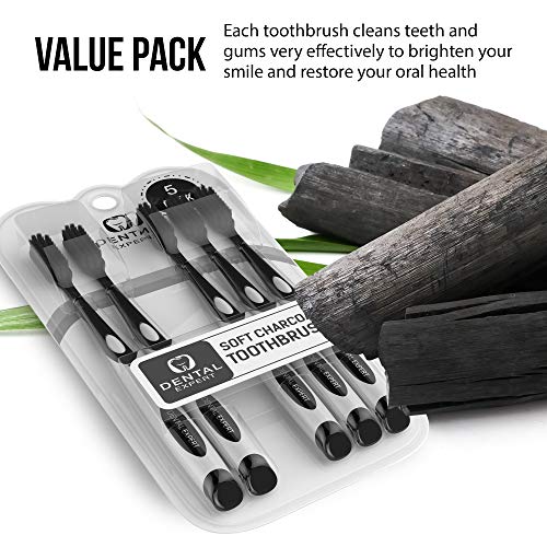 Dental Expert Charcoal Toothbrush [Gentle Soft] Slim Teeth Head Whitening Bru...