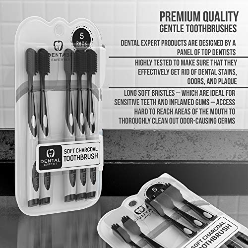 Dental Expert Charcoal Toothbrush [Gentle Soft] Slim Teeth Head Whitening Bru...