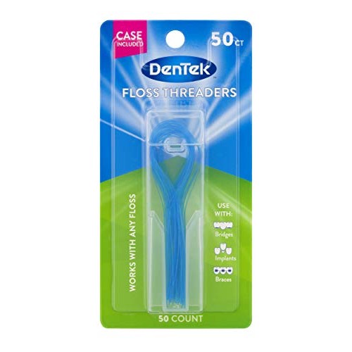 DenTek Floss Threaders | For Braces, Bridges, and Implants | 50 Count (Pack o...