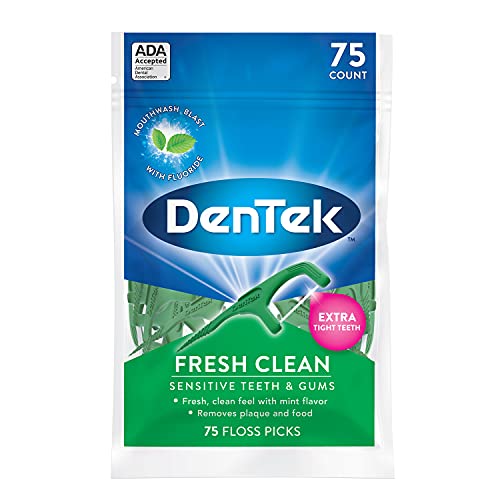 DenTek Fresh Clean Floss Picks, For Extra Tight Teeth, 75 Count