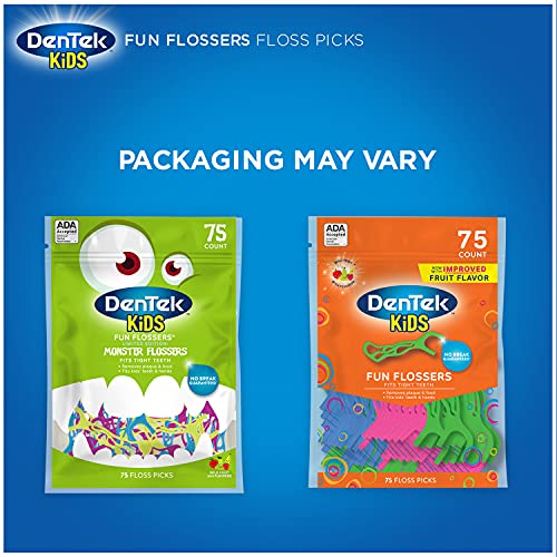 DenTek Kids Fun Flossers, Limited Edition Monster Flossers, 75 Count, 3 Pack ...