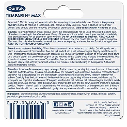Dentek Temparin Max Repair Kit, 13+ Repairs, 2.64 Grams (Pack of 6)