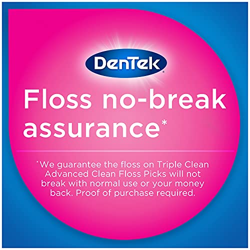 DenTek Triple Clean Advanced Clean Floss Picks, No Break & No Shred Floss, 15...
