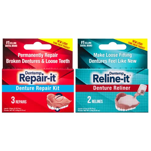 Dentemp Repair-it Denture Repair Kit & Reline-it Denture Reliner - Denture Ki...