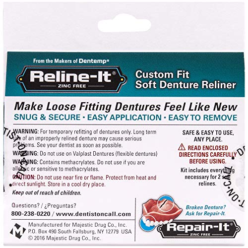 Reline-It Advanced Denture Reliner Kit for Both Upper & Lower Dentures, Easy ...