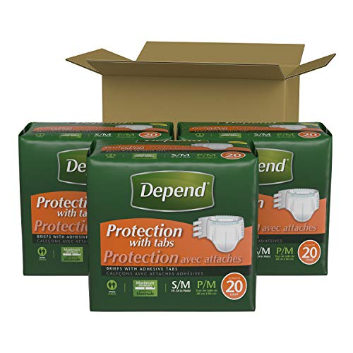 Depend Incontinence Protection with Tabs, Maximum Absorbency, S/M, 60 Count (...