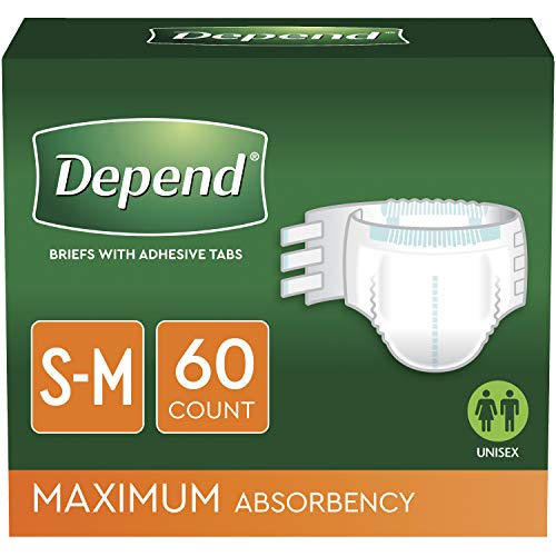 Depend Incontinence Protection with Tabs, Maximum Absorbency, S/M, 60 Count (...