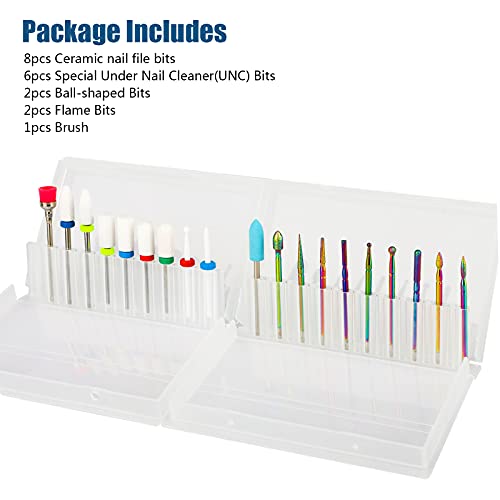 19pcs Nail Drill Bits Sets, 3/32 Inch Diamond Cuticle Electric Nail File and ...