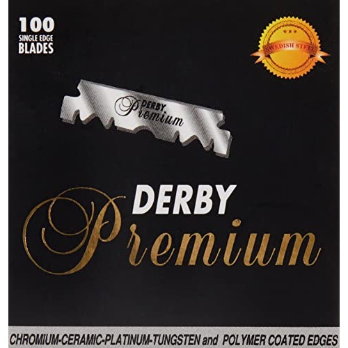 DERBY TOKAI Swedish Steel 100 Half Razor Blades, Premium Black