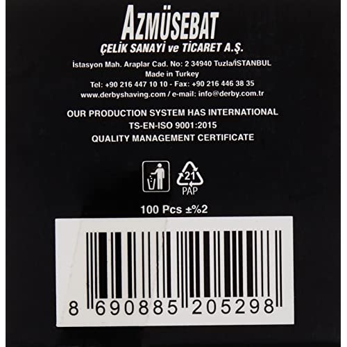 DERBY TOKAI Swedish Steel 100 Half Razor Blades, Premium Black