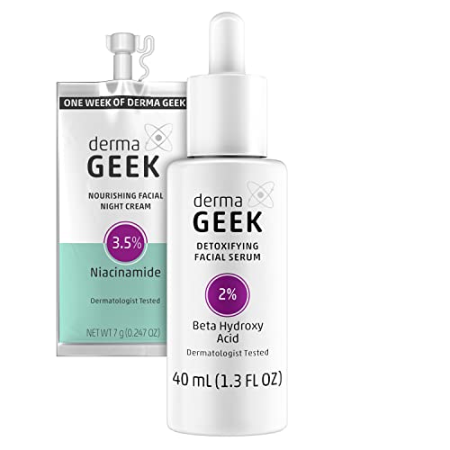 dermaGEEK Exfoliating & Moisturizing Gift Set | 2% BHA Detoxifying Face Serum...