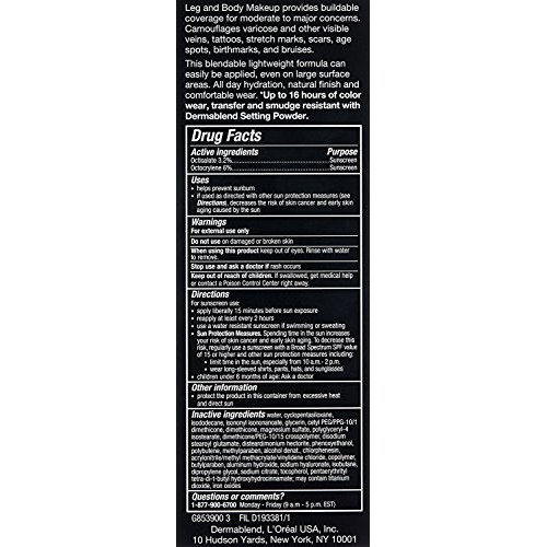 Dermablend Leg and Body Makeup Foundation with SPF 25, 10N Fair Ivory, 3.4 Fl...