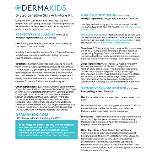 Dermakids 3-Step Anti-Acne Kit - Safe & Gentle Face Care Solutions for Kids &...