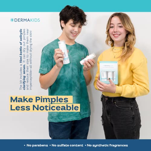 Dermakids 3-Step Anti-Acne Kit - Safe & Gentle Face Care Solutions for Kids &...