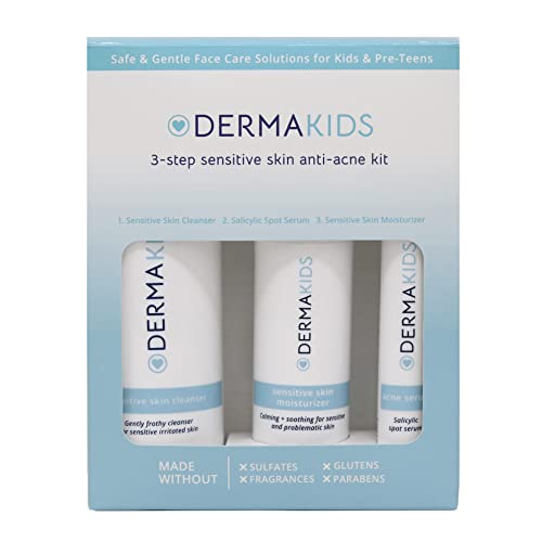 Dermakids 3-Step Anti-Acne Kit - Safe & Gentle Face Care Solutions for Kids &...