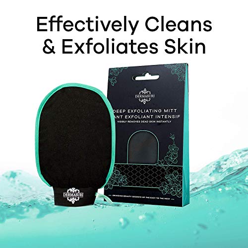Dermasuri Deep Exfoliating Mitt Body Scrub for Soft Skin - Skin Cleanser - Pa...