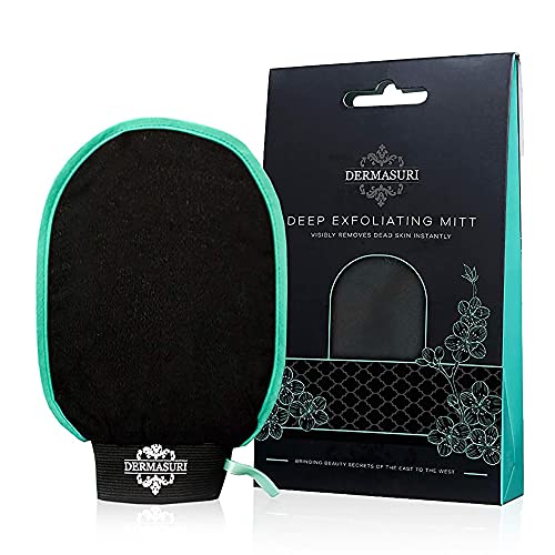 Dermasuri Deep Exfoliating Mitt Body Scrub for Soft Skin - Skin Cleanser - Pa...