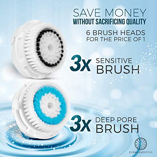 Dermatrue Compatible Facial Cleansing Brush Head Replacements 6 Pack | Fully ...
