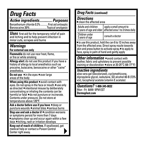 Dermoplast First Aid Spray, Analgesic & Antiseptic Spray for Minor Cuts, Scra...