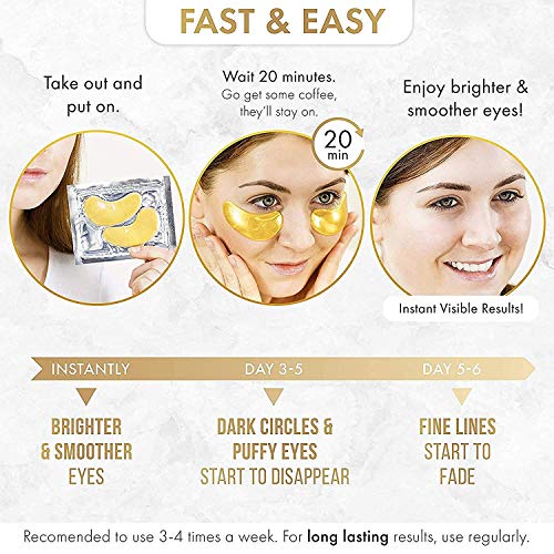 24K Gold Eye Mask– 20 Pairs - Puffy Eyes and Dark Circles Treatments – Look L...