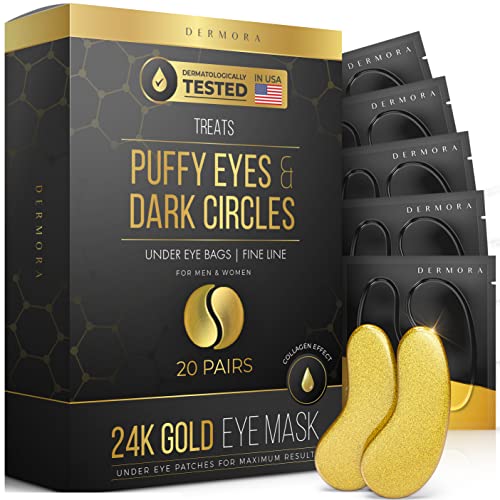 24K Gold Eye Mask– 20 Pairs - Puffy Eyes and Dark Circles Treatments – Look L...