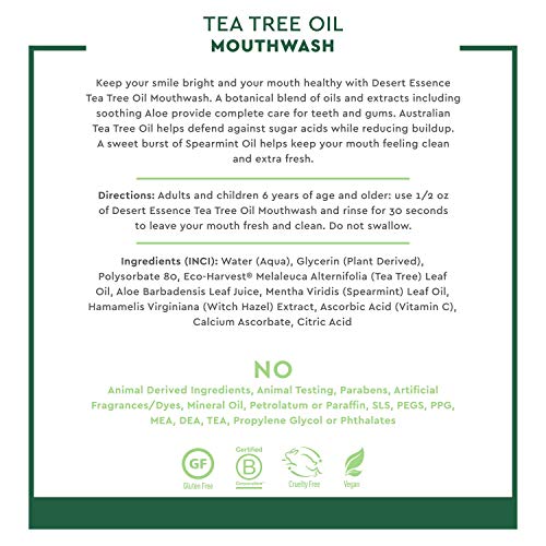 Desert Essence Refreshing Tea Tree Oil Mouthwash - 8 Fl Ounce - Essential Oil...