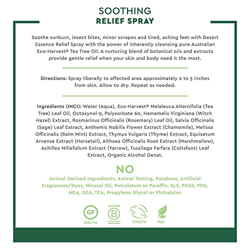 Desert Essence Relief Spray - 4 Fl Ounce - Pack of 2 - Eco-Harvest Tea Tree O...