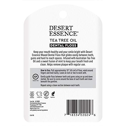Desert Essence Tea Tree Oil Dental Floss - 50 yards - Naturally Waxed w/Beesw...