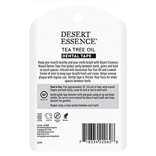 Desert Essence Tea Tree Oil Dental Tape - 30 Yards - Naturally Waxed w/Beeswa...
